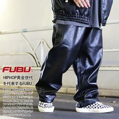 FUBU レザーパンツ b系 メンズ 春夏秋冬用 黒 大きいサイズ フブ ロングパンツ ゆったり 太め おしゃれ 革ジャン フェイクレザー PUレザー つやつや 光沢 合皮 皮パン ビッグシルエット 大人 ヒップホップ ファッション ハイ  FAM-52500