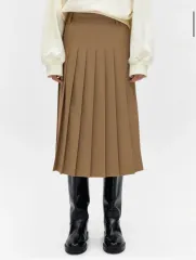 ディパウンド プリーツ ミディ スカート ベージュ M