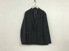 美品本物タケオキクチtkTAKEOKIKUCHIストライプ柄ダブルテーラードジャケット長袖サーフアメカジスケーターストリートミリタリービジネススーツパーティーモードドレスゴルフメンズ黒ブラックL