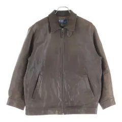 POLO RALPH LAUREN (ポロラルフローレン) 90s GENUINE LEATHER JACKET ポニー無 裏地チェック スウィングトップ レザージャケット ブルゾン ブラウン