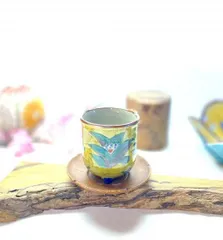 九谷焼 湯呑 湯飲み 三つ足 吉田屋万年青