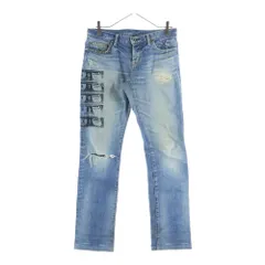 HYSTERIC GLAMOUR (ヒステリックグラマー) × ANDY WARHOL アンディウォーホル ドル プリント スタッズ デニム パンツ インディゴ