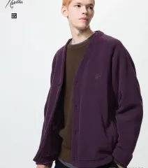 Lユニクロ ニードルズ パープル フリース カーディガン