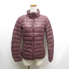ユニクロ UNIQLO 美品 ドット柄 ウルトラライト ダウン ジャケット S ボルドー
