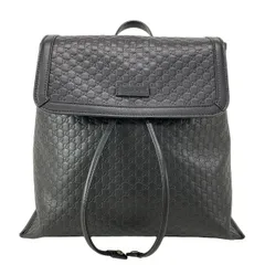 GUCCI(グッチ) リュックサック美品  マイクログッチシマ 607993 黒 レザー