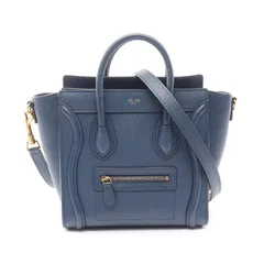 セリーヌ CELINE ハンドバッグ ラゲージ ナノショッパー ブルー レザー ラゲージ ナノ ショッパー レディース Used A
