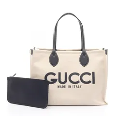 グッチ GUCCI トートバッグ プリント トートバッグ 772179 ナチュラル/ネイビー キャンバス レザー ラージ トートバッグ レディース Used A