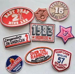 2051★ビンテージ風英字ロゴアイロン刺繍ワッペン9枚