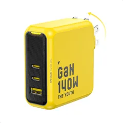 新品 AOHI pd 充電器 140W 3ポート (USB-C*2 USB-A*1 pd3.1 Gan+搭載(超小型・高効率充電・過熱防止) PSE認証 折りたたみ式プラグ 充電ステータスライト) type-c 急速充電器 MacBook pro iPad i