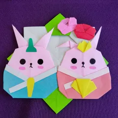 ✮折り紙 春　3月 季節 ☆ひなまつり うさぎ ピンク リース☆15個セット②