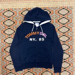 Tommy Hilfiger ガールズ ネイビー ジップアップフーディー レディース Sサイズ