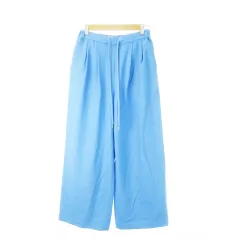 グリーンレーベルリラクシング ユナイテッドアローズ green label relaxing glr イージーワイドパンツ ドロスト バックウエストゴム 裏起毛 40 L 青 ブルー /CK20