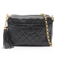 シャネル CHANEL ショルダーバッグ マトラッセ ブラック ラムスキン（羊革） マトラッセ フリンジ チェーンショルダー レディース Used A