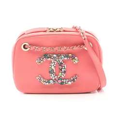 シャネル CHANEL ショルダーバッグ ココマーク ピンク ラムスキン（羊革） ココマーク ビジュークリスタル カメラバッグ レディース Used A