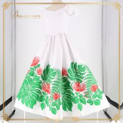 フラダンス 衣装 ワンピース ドレス エコルエヒク ホワイト系 EKOLU