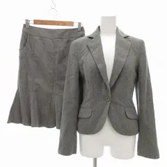 マテリア MATERIA セットアップ スーツ テーラードジャケット シングル スカート 1B 総裏地 グレー 36 38 秋冬 /UO