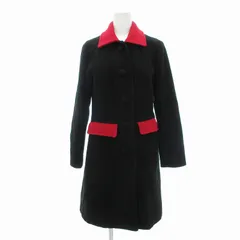 MEG UNDER THE STARS ステンカラーコート ロング バイカラー メルトン S 黒 ブラック 赤 レッド /JS