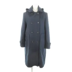 ピーエスポールスミス PS Paul Smith ロングコート ステンカラー フーディー ダブル ウール 40 L 紺 ネイビー /AH30 ■GY99