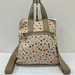 9199 LeSportsac レスポートサック×ツモリチサトコラボ　ドット柄リュックサック　サークル柄　バックパック　マザーズリュック　通勤　通学　大容量　カジュアル　ユニセックス　ベージュ系