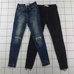 ◇ Θ アズールバイマウジー AZUL BY MOUSSY ダメージスキニージーンズ XXS レディース E  【1601150007315】