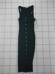 ◇ ⊂ ザラ ZARA リブニットボタンワンピース ブラック系 Mサイズ レディース E  【1601150007452】