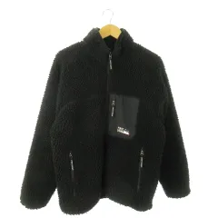 ファーストダウン FIRST DOWN ボアジャケット スタンドカラー ジップアップ 裏地メッシュ ロゴ M 黒 ブラック /AO3 ■GY01