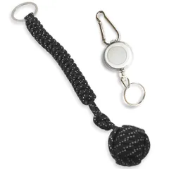 [SALUDABLE] パラコード ストラップ 防犯 グッズ 護身用 カラビナ キーホルダー 女性 子供 (ブラック)