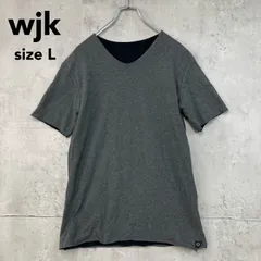 wjk ダブルジェイケイ Vネック Tシャツ cj24t グレー Lサイズ 綿100% 日本製 カットソー 半袖 メンズ 無地 シンプル タイト シルエット ストレッチ 伸縮性 経年変化 モード ラグジュアリー 大人 カジュアル 定番 人気 ★ ■◆