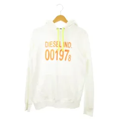 ディーゼル DIESEL プルパーカー スウェット 長袖 裏毛 ロゴ プリント S 白 ホワイト /MN18 ■GY01