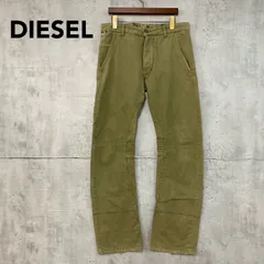 DIESEL ディーゼル 55DSL 立体裁断 アーカイブ ギミック バイカー パンツ ワーク ミリタリー カーゴ オリーブ 30インチ 00s y2k テック ストリート ブランドロゴ 革パッチ デザインパンツ コットン100% ★ ■■