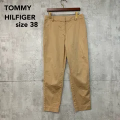 TOMMY HILFIGER トミーヒルフィガー チノパン テーパードパンツ ストレート ベージュ フラッグロゴ ワンポイント 刺繍 ストレッチ コットン ボトムス トラウザーズ カジュアル 定番 王道 アイビー アメカジ 古着 ★ ■◇