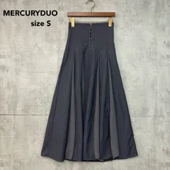 美品 MERCURYDUO マーキュリーデュオ 異素材ドッキングスーパーハイウエストスカート ロング マキシ フレア Aライン チャコール グレー 無地 切替 プリーツ ゴム 上品 きれいめ オフィス 通勤 フェミニン ★ ■◇