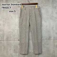 Journal Standard TRISECT ジャーナルスタンダードトライセクト ウール スラックス パンツ ストライプ テーパード トラウザーズ センタープレス ヒッコリー風 毛100％ 上質 ビジネス カジュアル オフィス ★ ◇■