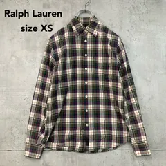 Ralph Lauren ラルフローレン マルチカラーチェック柄長袖ボタンダウンシャツ トップス カジュアルシャツ ワークシャツ コットン100％ XSサイズ フィリピン製 定番 希少 緑 紺 赤 白 アメカジ 古着スタイル トラッド ★ ■◇