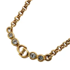 【6jab0555-k】クリスチャンディオール ネックレス CDロゴ GPメッキ ラインストーン ゴールド【中古】レディース