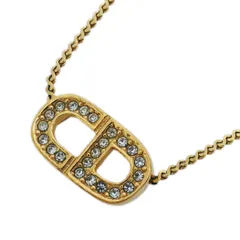 【6jab0557-k】クリスチャンディオール ネックレス CDロゴ GPメッキ ラインストーン ゴールド【中古】レディース