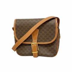 【6ba0061-k】セリーヌ ショルダーバッグ マカダム PVC ブラウン ゴールド金具【中古】レディース