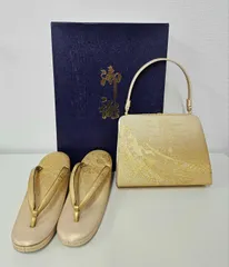 Ｍ【礼装用】和装バック 草履セット フォーマル レディース 和装小物 金糸 留袖振袖 草履サイズ約22㎝