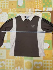 アディダス ブラウン/アイボリー ラグビー 長袖Tシャツ ロングスリーブ M-L