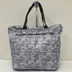 9190 LeSportsac レスポートサック  ロゴ入り総柄トートバック　ハンドバック　通勤　通学　ユニセックス　大容量　カジュアル　グレー系　ポケット多数　シンプル