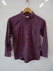 ピD63●BURBERRY●バーバリー●ヴィンテージ●チェック●長袖●ボタンダウンシャツ●綿100%●size 12Y 152cm●赤×紺