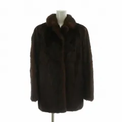 ムーンバット MOONBAT ファーコート アウター 毛皮 ミンク ミドル 裏地総柄 9 M 茶色 ブラウン /XZ ■GY18