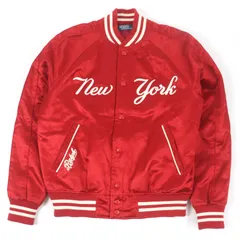 美品□POLO RALPH LAUREN×MLB ポロラルフローレン×MLB 710810481002 ニューヨークヤンキース 中綿 スタジャン ブルゾン ボンバージャケット レッド M 正規品 メンズ