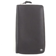 極美品▼Dunhill ダンヒル BOSTON ボストン ロゴ金具 ラウンドジップ オーガナイザー グレインレザー 長財布 ダークブラウン 箱付き イタリア製 メンズ