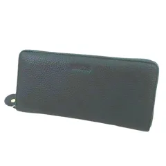 バルコス BARCOS ラウンドファスナー 長財布 型押しロゴ グリーン レザー 