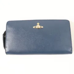 未使用品☆Vivienne Westwood ヴィヴィアンウエストウッド オーブ金具 ラウンドZIP サフィアーノレザー 長財布 ブルー 箱付き イタリア製 レディース