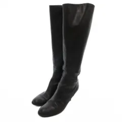 セルジオロッシ Sergio rossi ロングブーツ レザー ピンヒール バックジップ 36.5 黒 ブラック /JS ■GY17