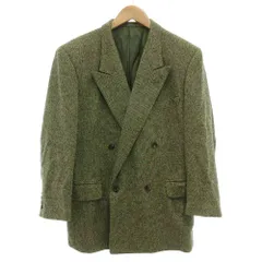 クリスチャンディオール Christian Dior MONSIEUR PRESTIGE テーラードジャケット ダブルブレスト M カシミア混 4B サイドベンツ 総裏地 ピークドラペル 緑 グリーン 黒 ブラック /GV ■GY50