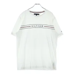 TOMMY HILFIGER (トミーヒルフィガー) トリコロールロゴプリント半袖Tシャツ カットソー ホワイト