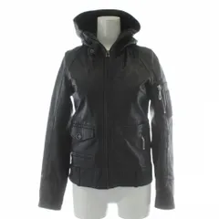 アヴィレックス AVIREX ライダースジャケット シングル フーディー 山羊革 レザー 革ジャン 黒 ブラック ショート丈 6211008 /PP ■GY17